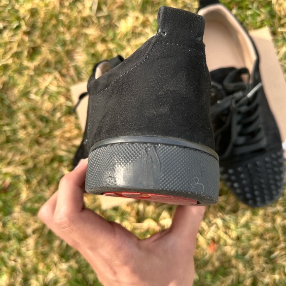 Christian Louboutin Black Suede Spike-Toe Low-Top Sneakers - Picture 4 of 4